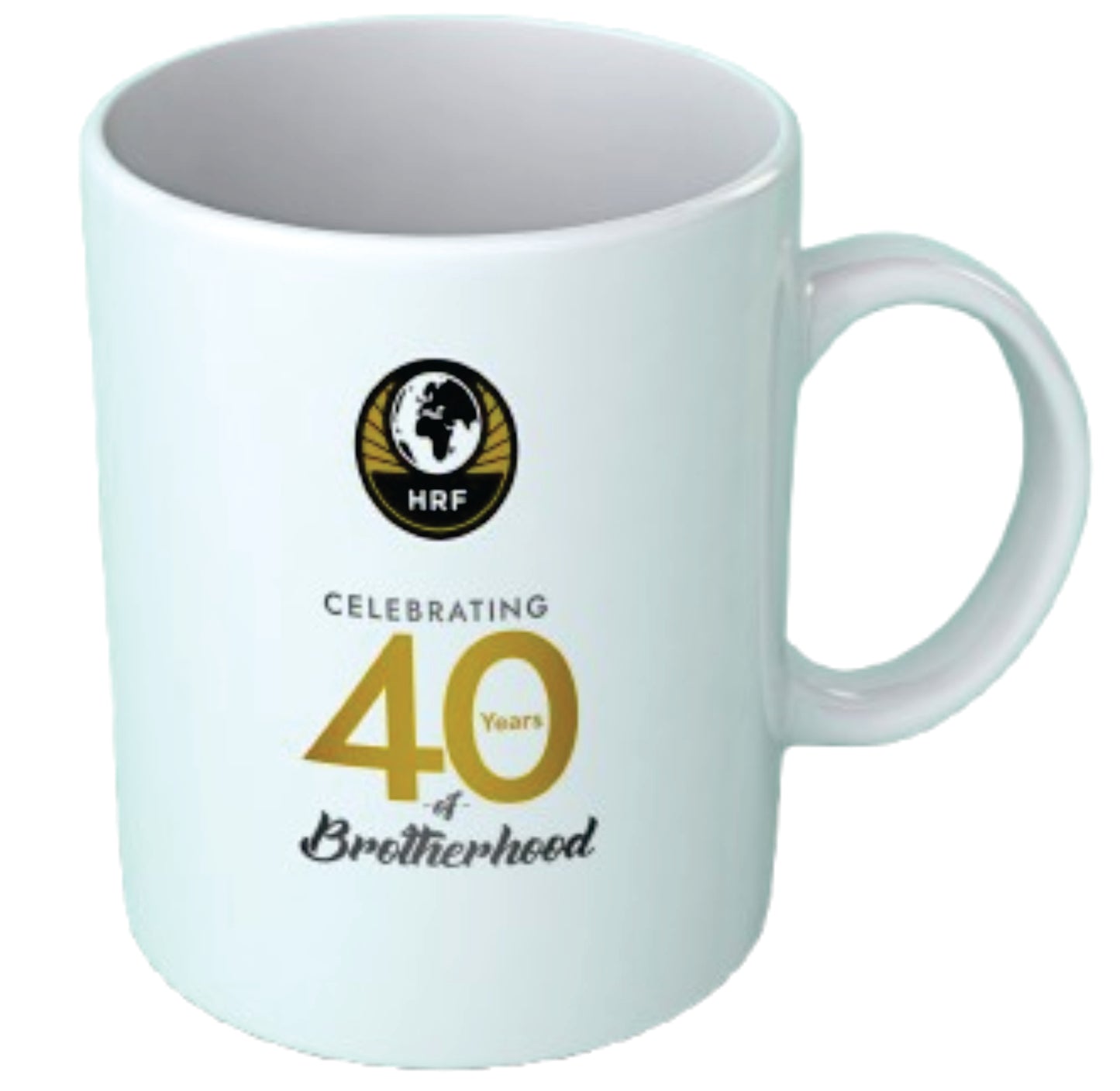 HRF 40TH ANNIVERSARY MUG IN WHITE