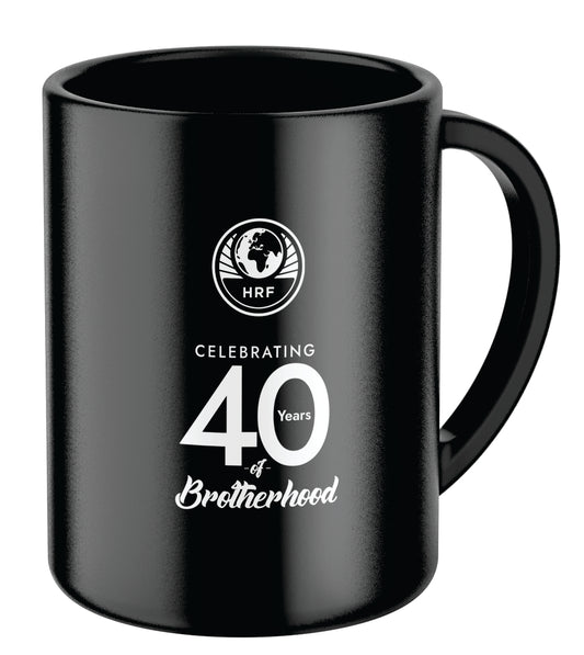 HRF 40TH ANNIVERSARY MUG IN BLACK