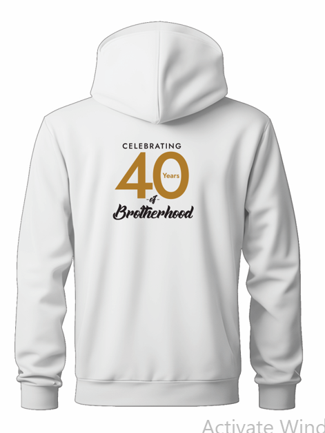 HRF 40TH ANNIVERSARY HOODIE IN WHITE